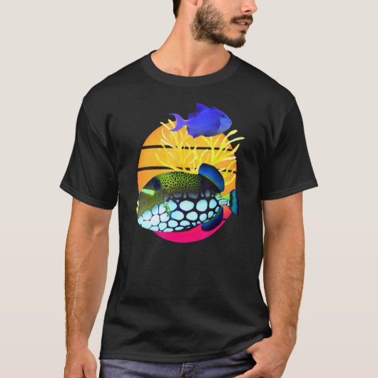 Clown Trigger Niger Triggerfish aggressiver Salzwa T-Shirt (Vorderseite)