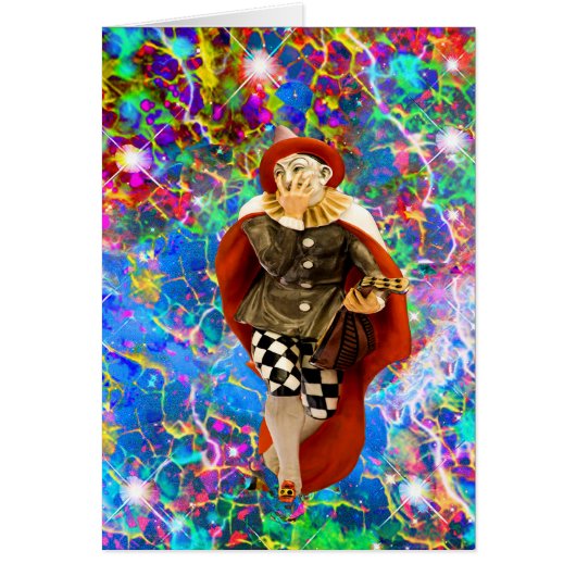 Clown Troubadour Geburtstagskarte (Vorne)