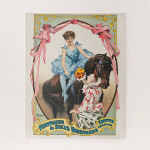 Clown überreicht einer Frau auf einem Pferd Blumen Puzzle