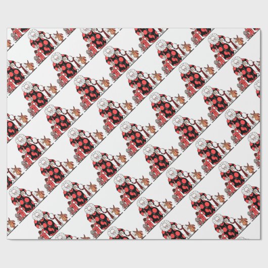 Clown und Freunde nehmen ihren Bogen Geschenkpapier (Flach)