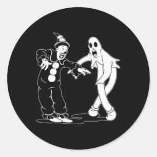 Clown und Gespenst tanzen Runder Aufkleber