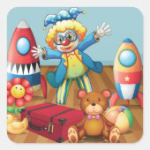 Clown- und Spielzeugaufkleber Quadratischer Aufkleber (Vorderseite)