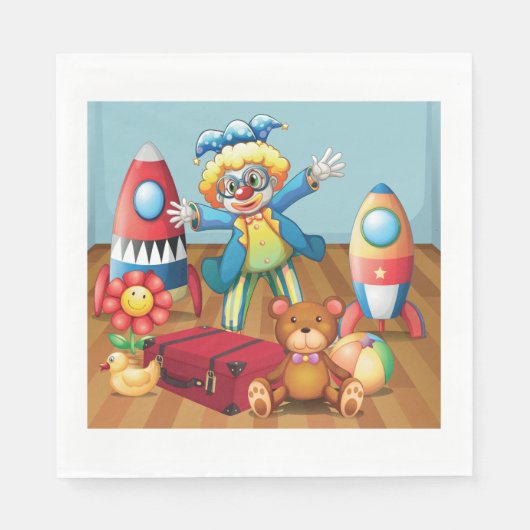 Clown und Spielzeugpapier Napkins Serviette (Vorderseite)