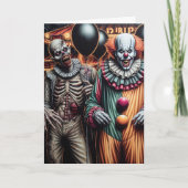 Clown- und Zombie-Halloween-Farbseite Karte (Vorderseite)
