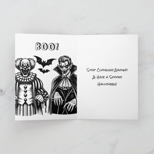 Clown- und Zombie-Halloween-Farbseite Karte (Innenseite)
