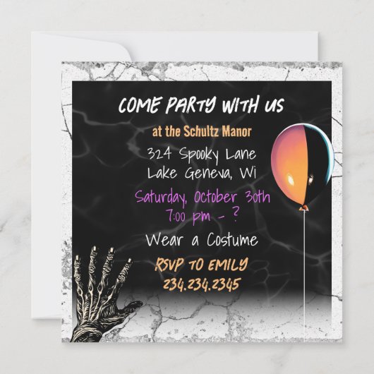 Clown, Vampire und Zombie-Halloween-Party (Rückseite)