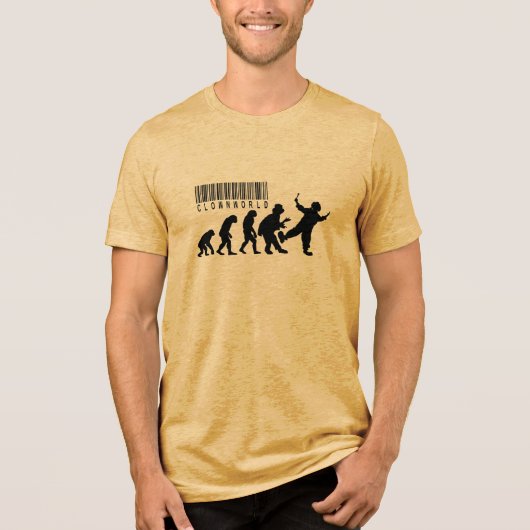 Clown World Evolution Parodie Tri-Blend Shirt (Vorderseite)