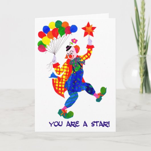 Clown 'You are a star card' Dankeskarte (Vorderseite)