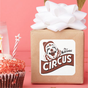 Clown-Zirkus-Sticker Quadratischer Aufkleber