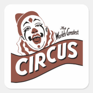 Clown-Zirkus-Sticker Quadratischer Aufkleber