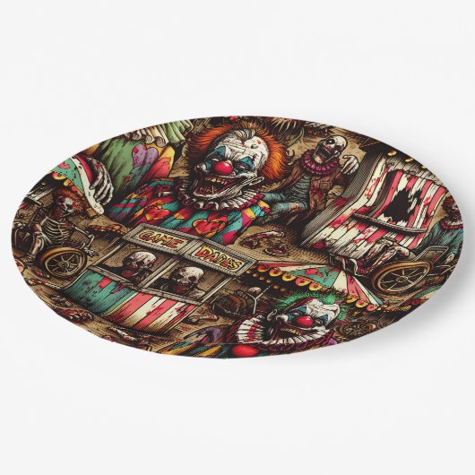 Clown Zombie Halloween Pappteller (Schrägansicht)