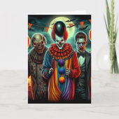 Clown, Zombie und Vampire Halloween-Farbseite Karte (Vorderseite)
