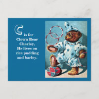 Clownbär Charley - Letter C - Vintager Teddybär