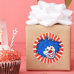 Clownblaues Haar Zirkus Karneval Party Runder Aufkleber