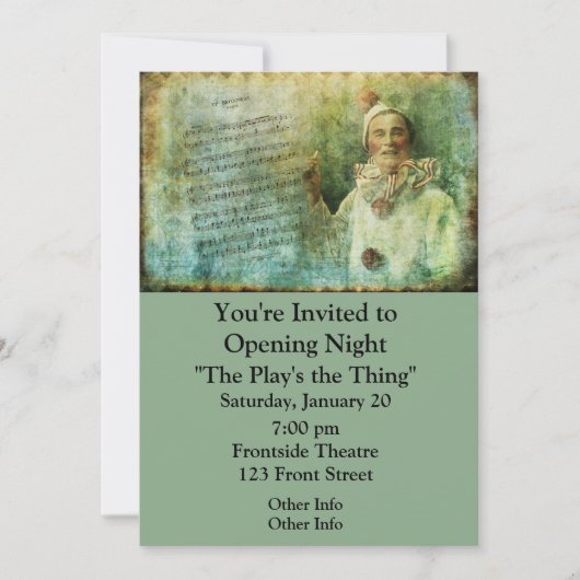 Clowner und Song Sheet Einladung (Vorderseite)