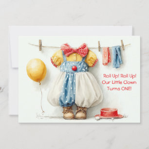 Clownette Couture 1. Geburtstagsfeier Einladung