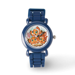 Clownfisch Cartoon süß Familie Unterwasser Armbanduhr