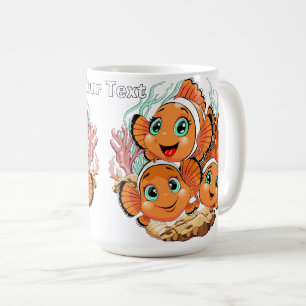 Clownfisch Cartoon süß Familie Unterwasser Kaffeetasse