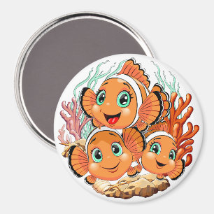 Clownfisch Cartoon süß Familie Unterwasser Magnet