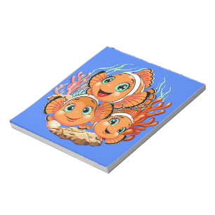 Clownfisch Cartoon süß Familie Unterwasser Notizblock