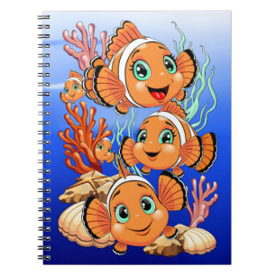 Clownfisch Cartoon süß Familie Unterwasser Notizblock