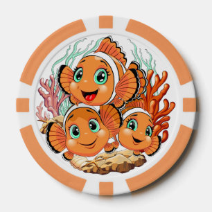 Clownfisch Cartoon süß Familie Unterwasser Pokerchips