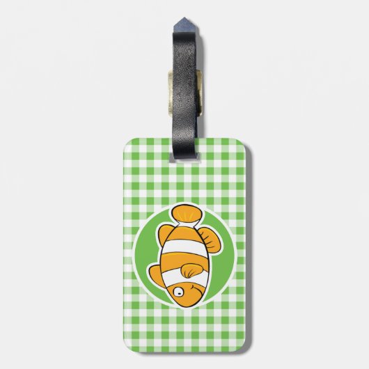 Clownfisch; Green Gingham Gepäckanhänger (Rückseite vertikal)