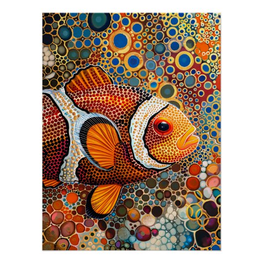 Clownfisch im Stil der Aborigine-Dot-Kunst Poster (Vorderseite)