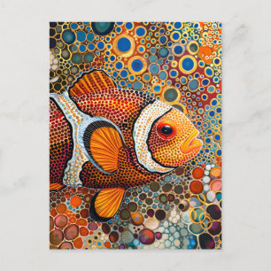 Clownfisch im Stil der Aborigine-Dot-Kunst Postkarte
