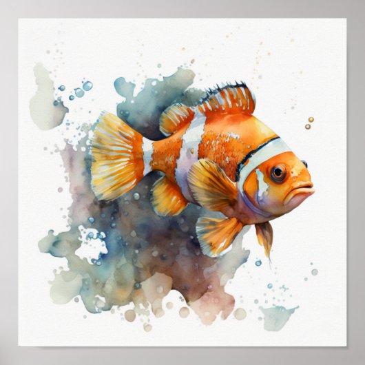 Clownfisch in Aquarellplakatform Poster (Vorne)