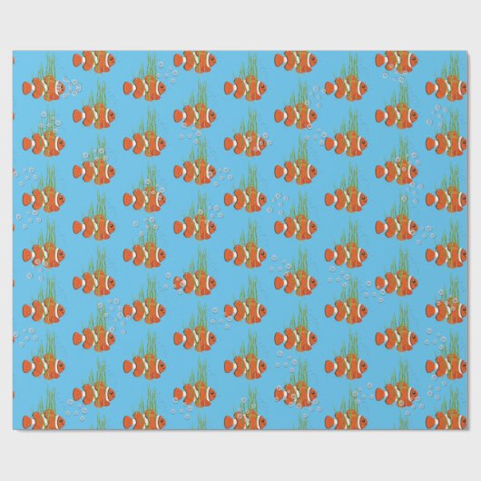 Clownfisch in Blasen und Algen Geschenkpapier (Flach)