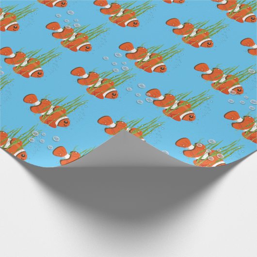 Clownfisch in Blasen und Algen Geschenkpapier (Ecke)