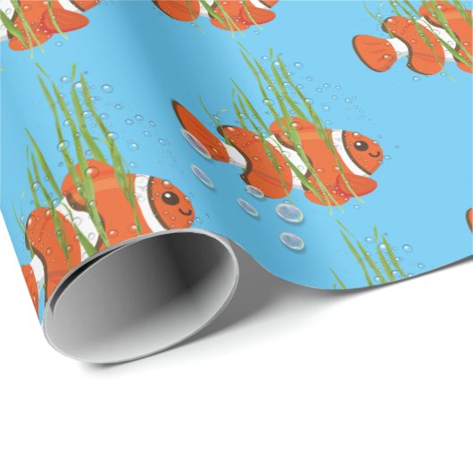 Clownfisch in Blasen und Algen Geschenkpapier (Rolleneckpunkt)
