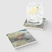 Clownfisch in einem Korallenriff Steinuntersetzer (Seitenansicht)