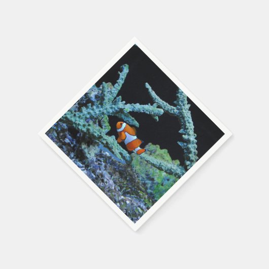 Clownfisch in Korallen Serviette (Ecke)