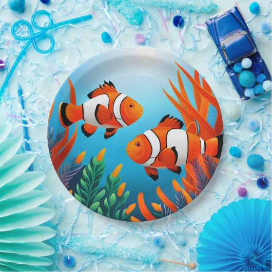 Clownfisch in Meeresalgen Pappteller (Party)