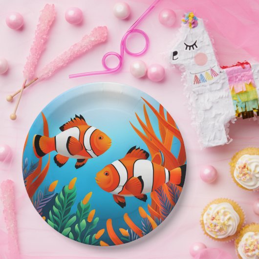 Clownfisch in Meeresalgen Pappteller (Party)