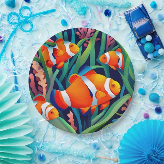 Clownfisch in Meeresalgen Pappteller (Party)