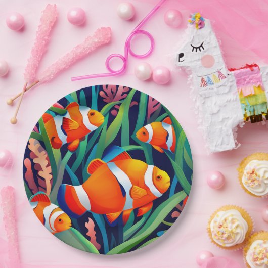 Clownfisch in Meeresalgen Pappteller (Party)