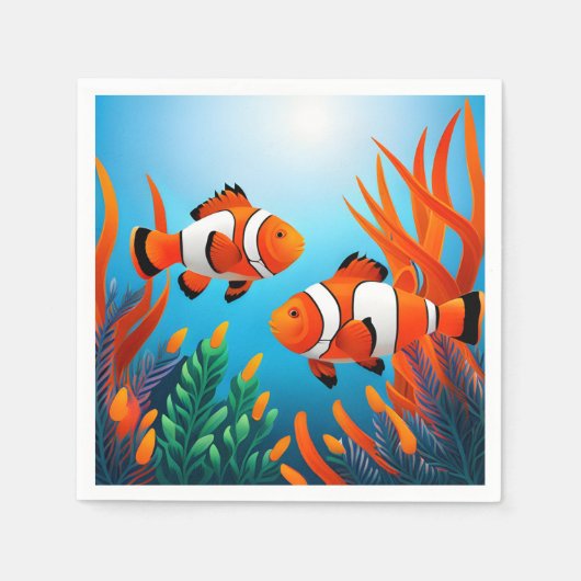 Clownfisch in Meeresalgen Serviette (Vorderseite)