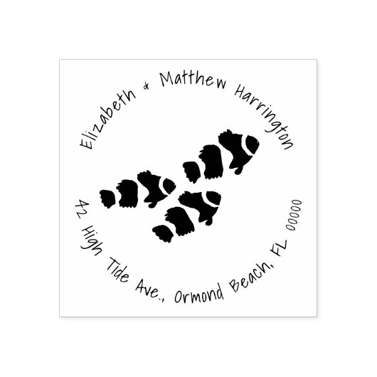 Clownfisch Kurviger Text Gummistempel (Prägung)