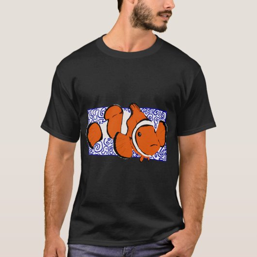 Clownfisch mit blauem Wellenhintergrund T-Shirt (Vorderseite)
