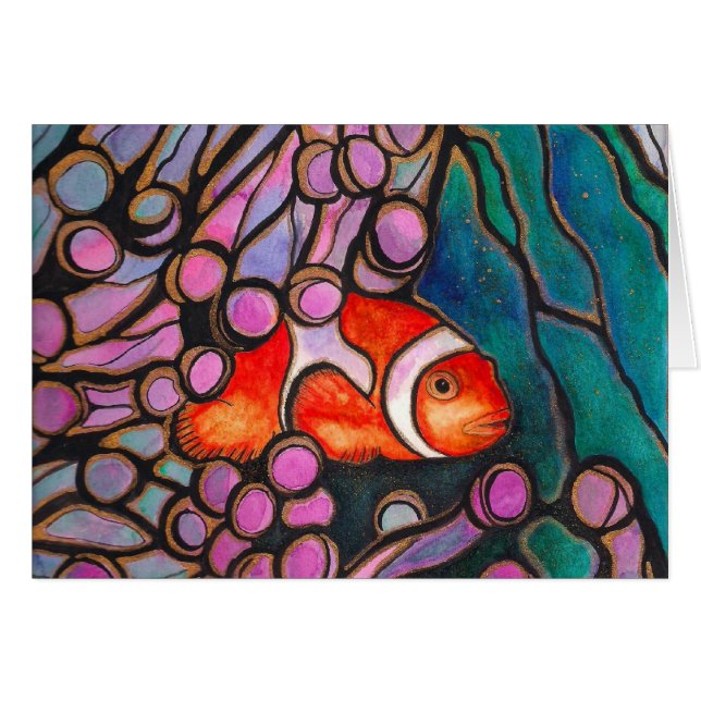 Clownfisch Seeanemone "Bleiglas" Design! (Vorderseite (Horizontal))