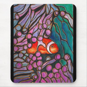 Clownfisch Seeanemone "Bleiglas" Design! Mousepad