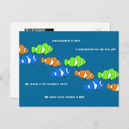 Clownfisch-Student Begrüßungslehrer-Fotokarte Postkarte (Vorne/Hinten)