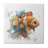 Clownfisch, Wasserfarbe, Keramik Fliese (Vorderseite)