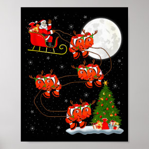 Clownfisch Weihnachtsmann Schlitten Fliegend Lusti Poster