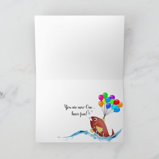 Clownfisch zum Geburtstag von Kindern Karte (Innenseite)