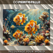 Clownfische in einem Riff mit Korallen unter Wasse Seidenpapier