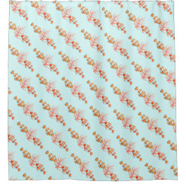 Clownfische, tropische Wasserfarbe und Korallen Duschvorhang